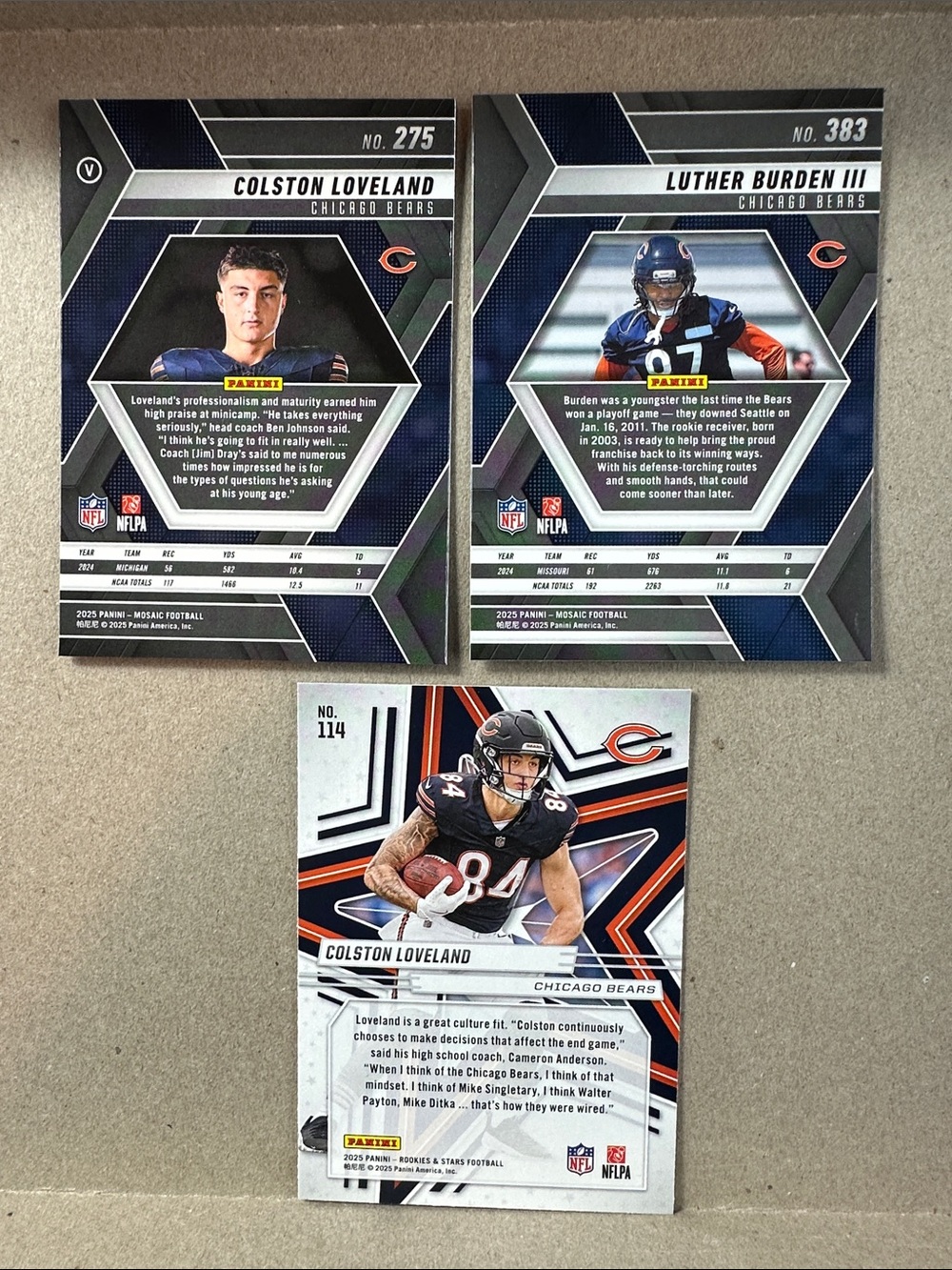 Caleb Williams Bears w/ Rookie cards of Loveland, Odunze, Burden, Kmet, Johnson - Picture 15 of 15